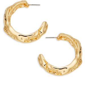 Kenneth Jay Lane Textured C-Hoop Earrings